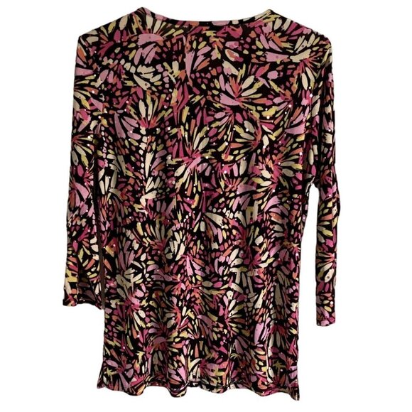 Emily Daniels Pullover Top with 3/4 Sleeves, Keyhole, Sparkle Women's Medium - Picture 5 of 9